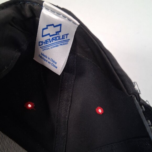 Vintage 1990s Chevrolet Cap Hat Black Red Auto Racing Script Embroidered #1 Team - Picture 8 of 15